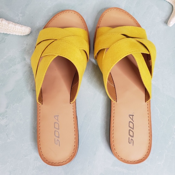 NEW Yellow Soda Slip on Sandals - Picture 6 of 7